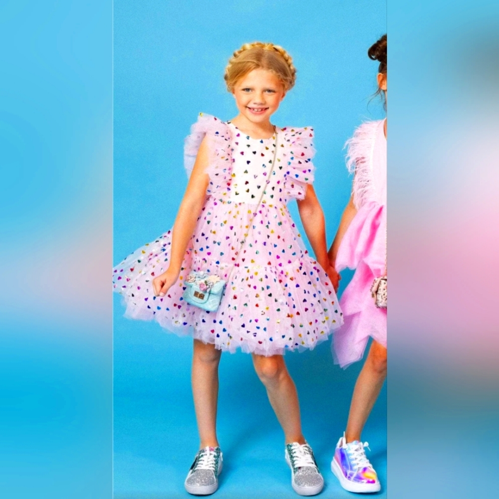 Lola and the boys Foil rainbow heart dress